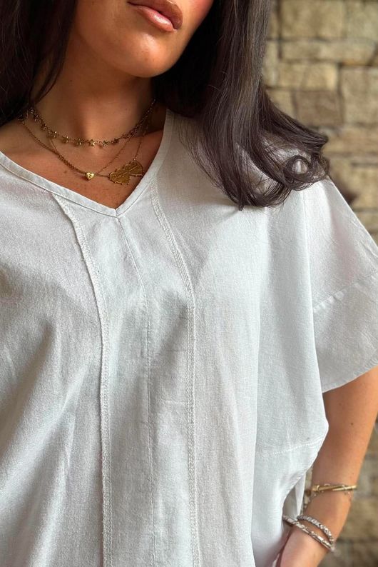 Rustic Nature Linen Blend Pocket Tee White